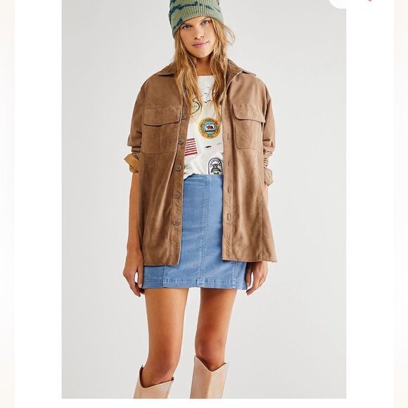 Free People Dresses & Skirts - Free People Modern Femme Cord Mini Skirt In Metal Blue .Size 4